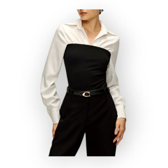 Commense Black and White Two-Tone Panel Polo Shirt – Size L (US 8/10) - Picture 4 of 7